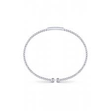 GABRIEL & CO - PAVE DIAMOND BAR BEADED BANGLE BRACELET