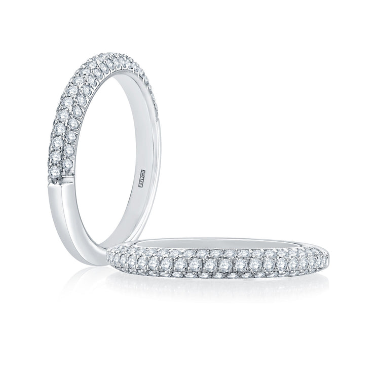 A Jaffe - 3 Row Pave Diamond Wedding Band - 1/2 Ct