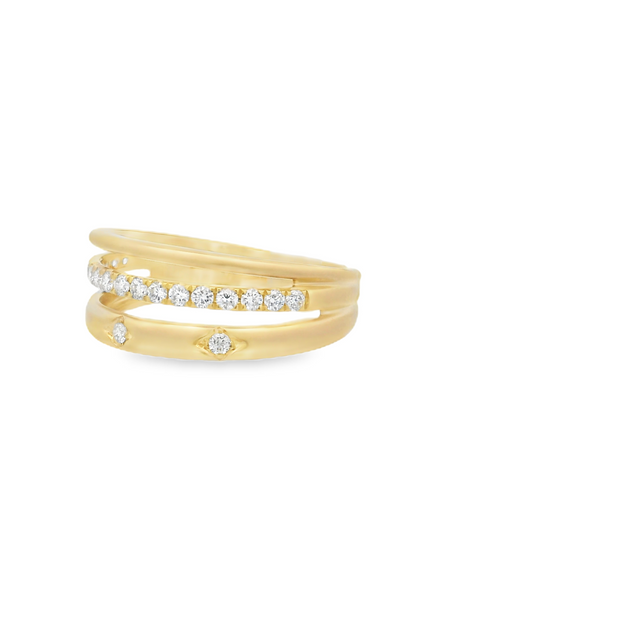 Matte 3 Row Diamond Ring