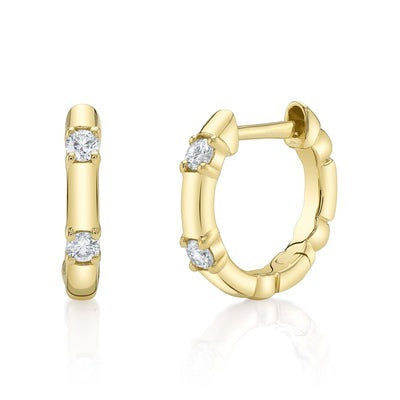 Shy Creation - Stationed Diamond Huggie Hoop Earrings