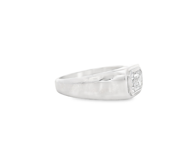 East West Emerald Diamond Ring - 2 Ct