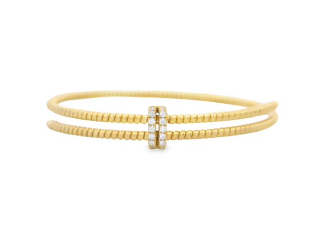 Rope Texture Diamond Bypass Bangle Bracelet