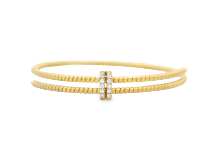 Rope Texture Diamond Bypass Bangle Bracelet