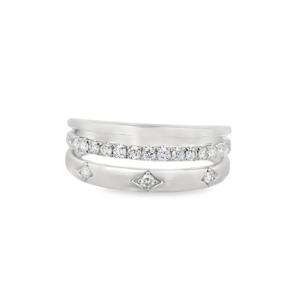 Matte 3 Row Diamond Ring