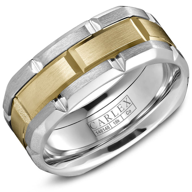 CARLEX- SPORT TWO TONE 18K YELLOW GOLD AND COBALT RING