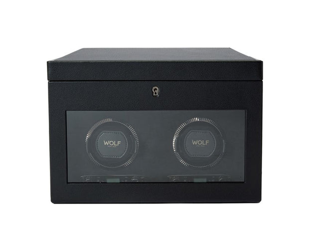 Wolf - British Racing Double Watch Winder With Storage - Black