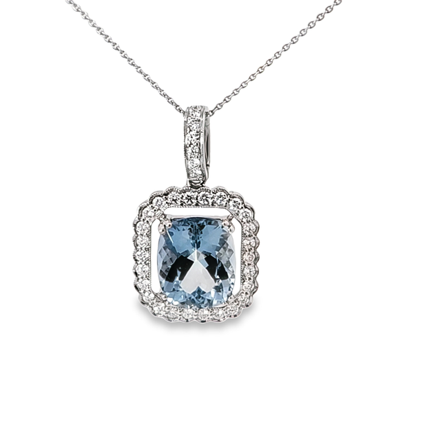 AQUAMARINE & DIAMOND PENDANT