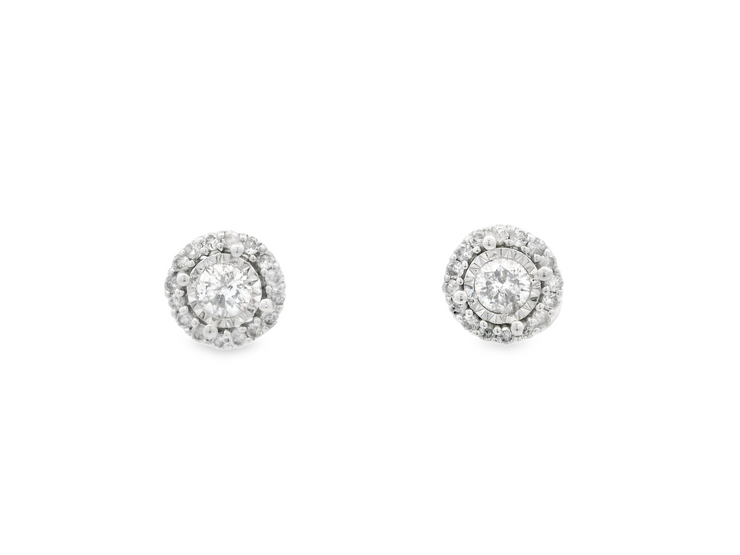 Diamond Halo Post Earrings