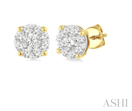 ASHI - CLUSTER STUD EARRINGS - 0.15 TCW