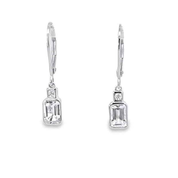 WHITE TOPAZ & DIAMOND EARRINGS