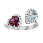 Pink Tourmaline & Aquamarine Bypass Ring