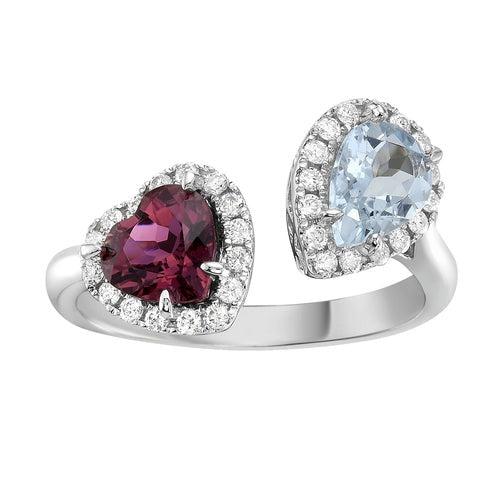 Pink Tourmaline & Aquamarine Bypass Ring