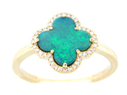 DILAMANI – BLACK OPAL & DIAMOND CLOVER RING