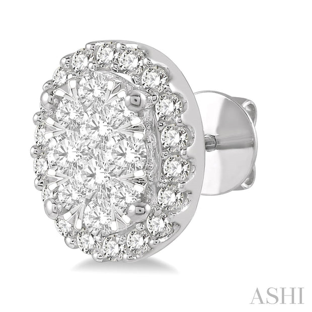 Ashi - Oval Diamond Cluster Post Earrings