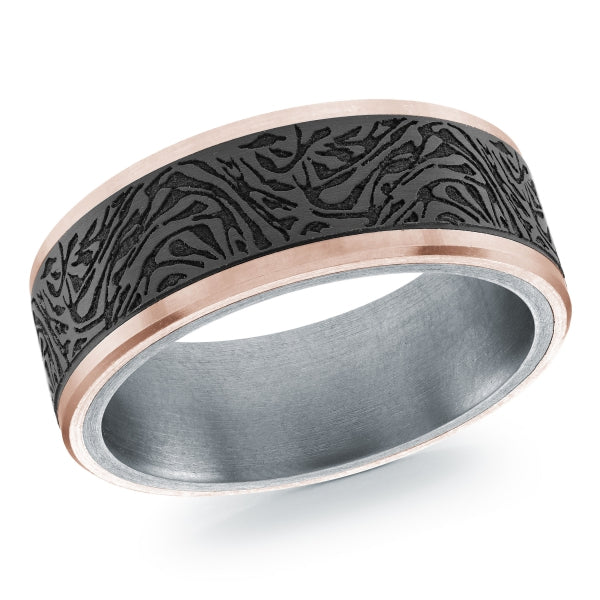 ?BLACK CARBON FIBER, GOLD & TANTALUM MARDINI WEDDING BAND