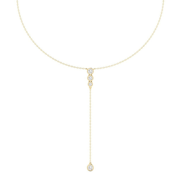 Bezel Set Diamond Lariat Necklace