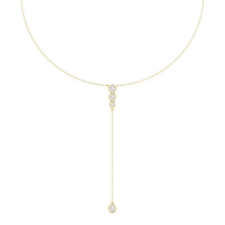 Bezel Set Diamond Lariat Necklace