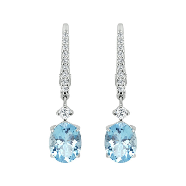 AQUAMARINE & DIAMOND DANGLE EARRINGS