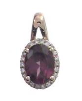 Oval Rhodalite w/ Halo Pendant Necklace