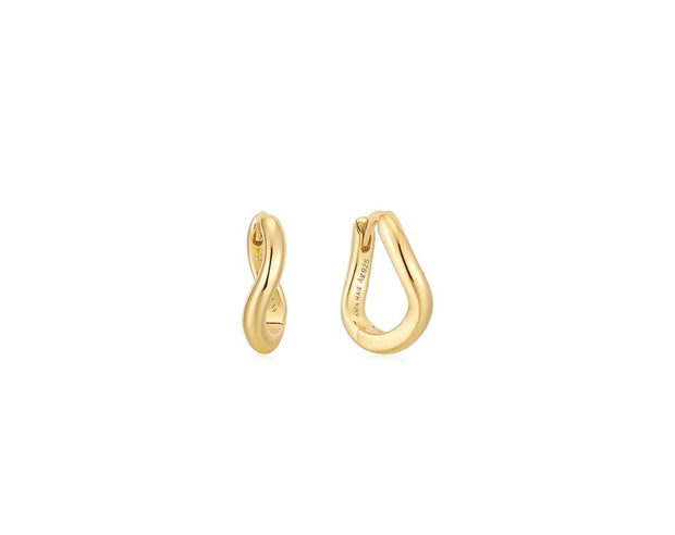 ANIA HAIE - GOLD PLATED TWIST HUGGIE HOOP EARRINGS