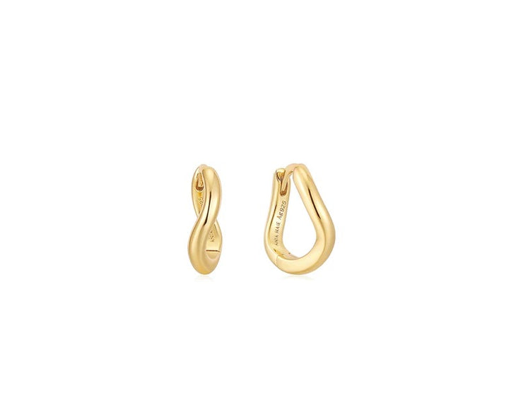 ANIA HAIE - GOLD PLATED TWIST HUGGIE HOOP EARRINGS