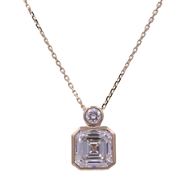 Asscher w/ Round Accent Necklace - Lab Diamonds