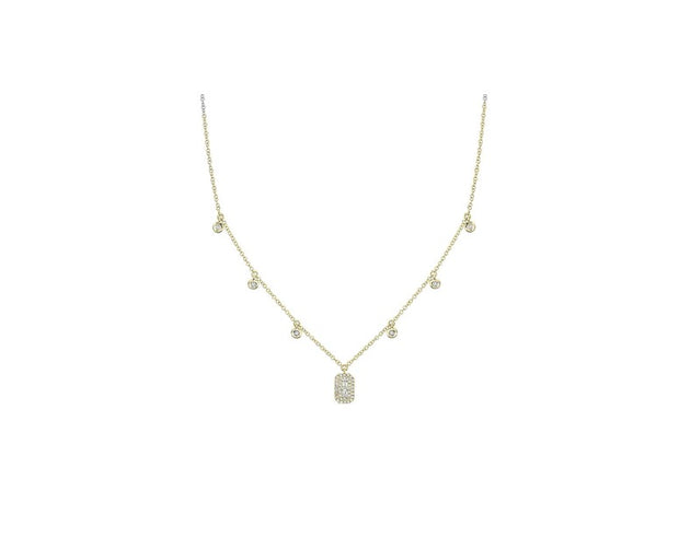 SHY CREATION - BAGUETTE AND PAVE DIAMOND PENDANT ON 6 STATION DIAMOND CHAIN
