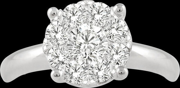 ASHI - DIAMOND CLUSTER ENGAGEMENT RING - 0.75 TCW