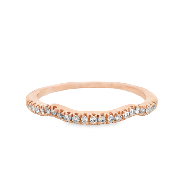Rose Gold Double Contour Diamond Wedding Band