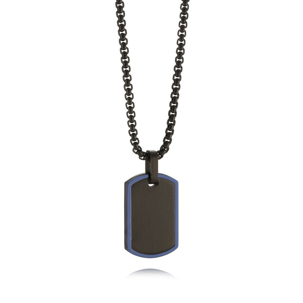 Black & Blue Stainless Steel Dogtag Necklace