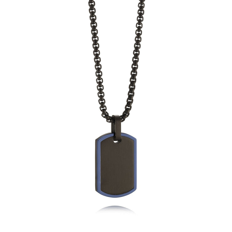 Black & Blue Stainless Steel Dogtag Necklace