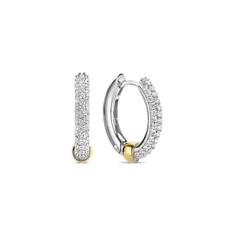 TI SENTO - STERLING SILVER CUBIC ZIRCONIA HUGGIE HOOPS