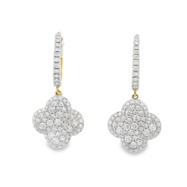 Diamond Clover Dangle Earrings