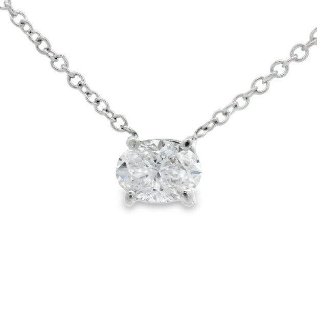 Diamond Solitaire Pendant - 1/2 Ct Oval