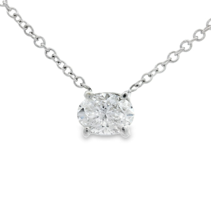 Diamond Solitaire Pendant - 1/2 Ct Oval