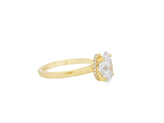 Hidden Halo Diamond Engagement Ring – 2 Ct Oval Center