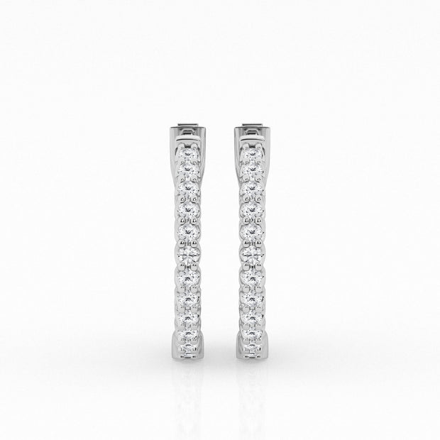 DIAMOND IN & OUT HOOP EARRINGS - 1 TCW