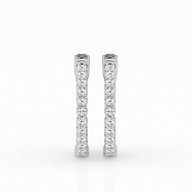 DIAMOND IN & OUT HOOP EARRINGS - 1 TCW