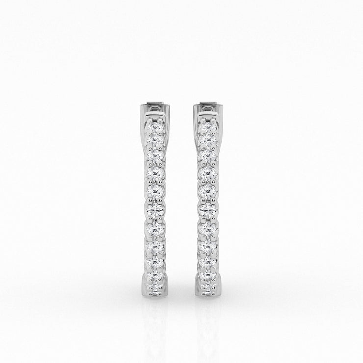 DIAMOND IN & OUT HOOP EARRINGS - 1 TCW