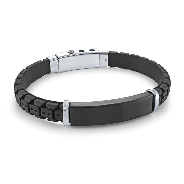 Black Tire Rubber Stainless Steel Bracelet