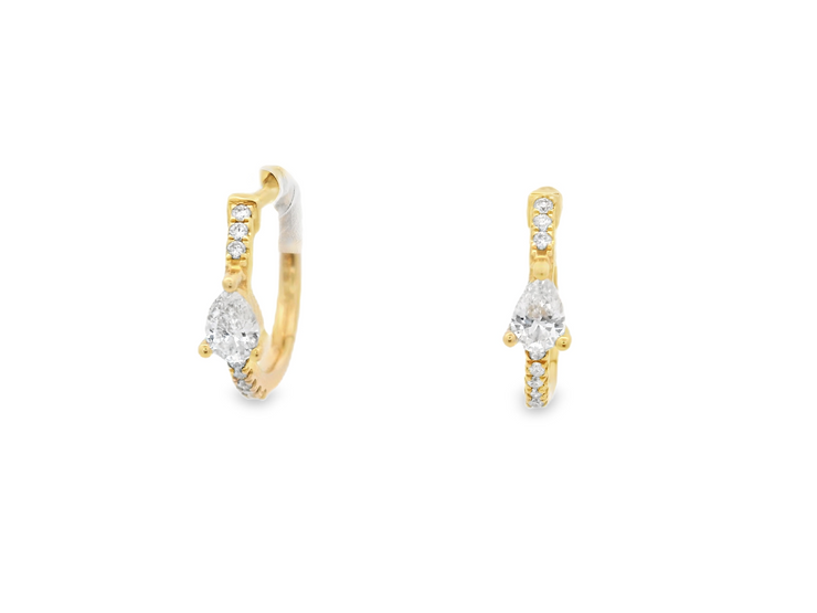 Pear Diamond Huggie Hoop Earrings