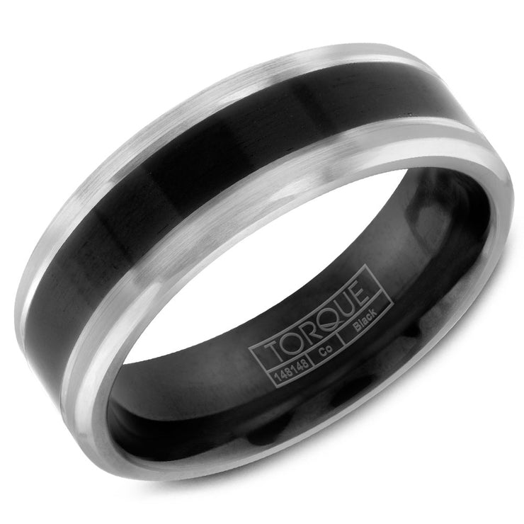 CROWN RING – MENS BLACK & WHITE COBALT WEDDING BAND