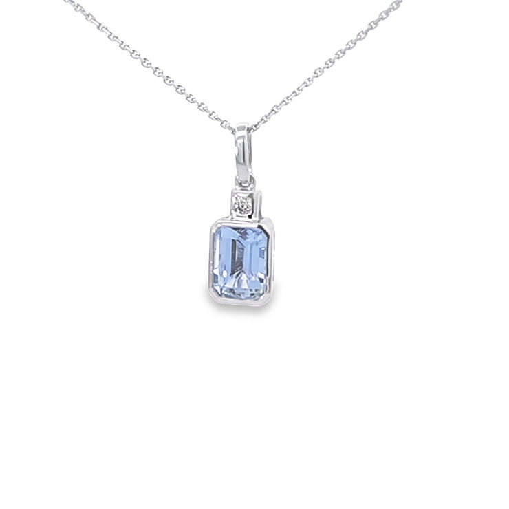 BLUE TOPAZ & DIAMOND PENDANT