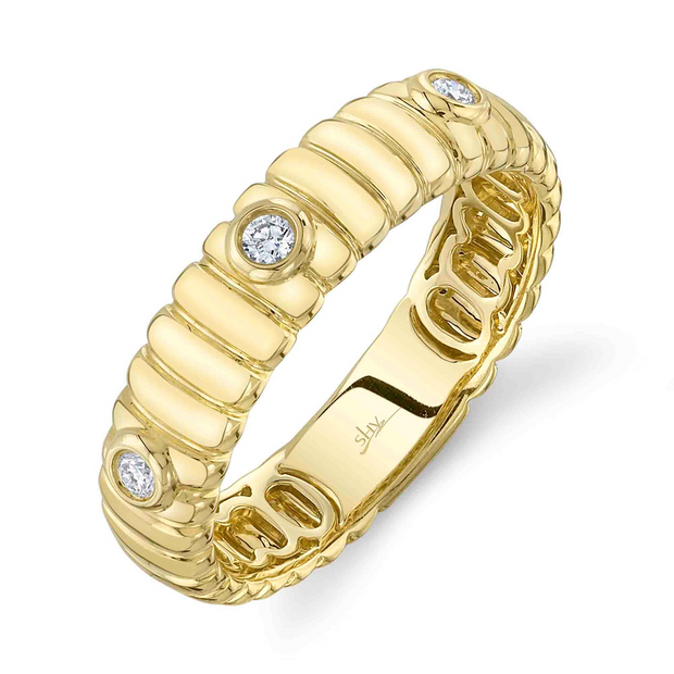 Shy Creation - Diamond Bezel Ribbed Band
