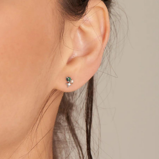 Ania Haie- Silver Malachite Star Stud Earrings