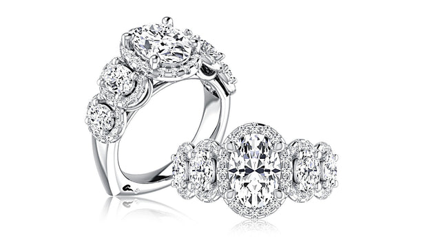 A Jaffe - Diamond Engagement Ring Setting for Oval Center