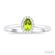 Oval Shape Peridot & Halo Diamond Ring