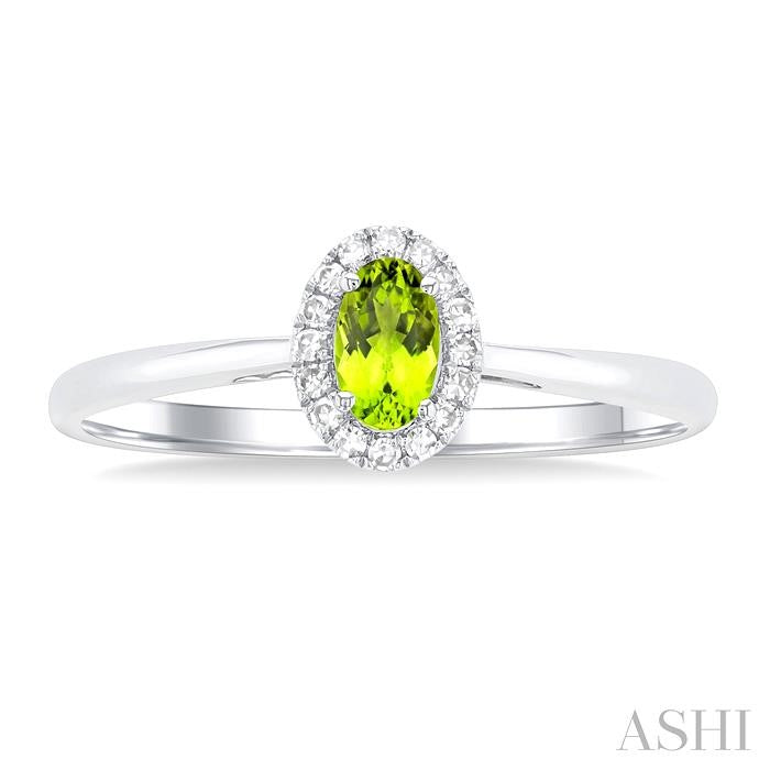 Oval Shape Peridot & Halo Diamond Ring