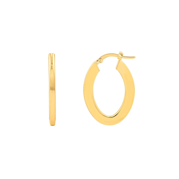 Yellow Gold Marquise Shape Hoop Earrings