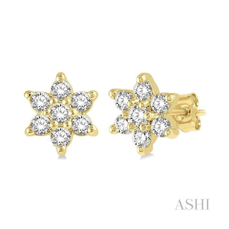 Ashi - Diamond Flower Stud Earrings
